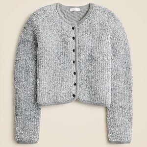 NWT J. CREW Sweater Lady Jacket Silver Tinsel Yarn Metallic Party Gray Medium